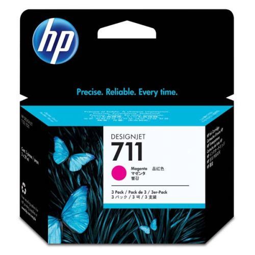 HP No.711 29-ml Magenta Ink Cartridge, 3-pack, CZ135A