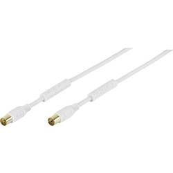 Anténni kabel Vivanco 48123, 100 dB, pozlacené kontakty, s feritovým jádrem, 10 m, bílá