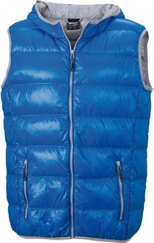Lehká pánská péřová vesta JN1062 - Modrá / stříbrná | M