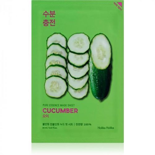 Holika Holika Pure Essence Mask Sheet Cucumber plátýnková maska se zklidňujícím účinkem pro citlivou pleť se sklonem ke zčervenání