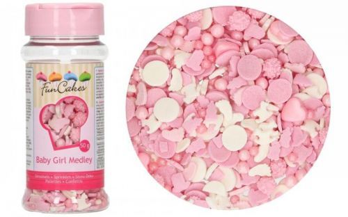 FunCakes Růžové a bílé cukrové zdobení Baby Girl 50 g