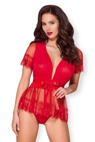 Obsessive Erotický Župan 870-Pei, Červená, L/Xl