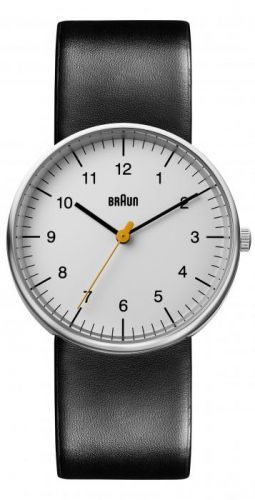 BRAUN GENTS BN0021 CLASSIC WATCH - WHITE DIAL AND LEATHER STRAP