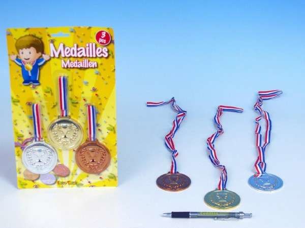 TEDDIES Medaile 6cm 3barvy 3ks