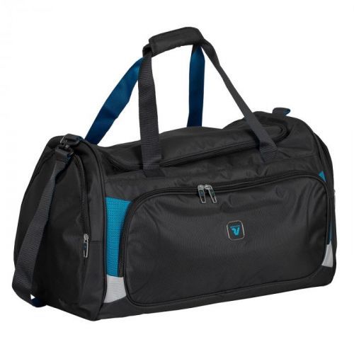 Černá cestovní taška s modrými detaily