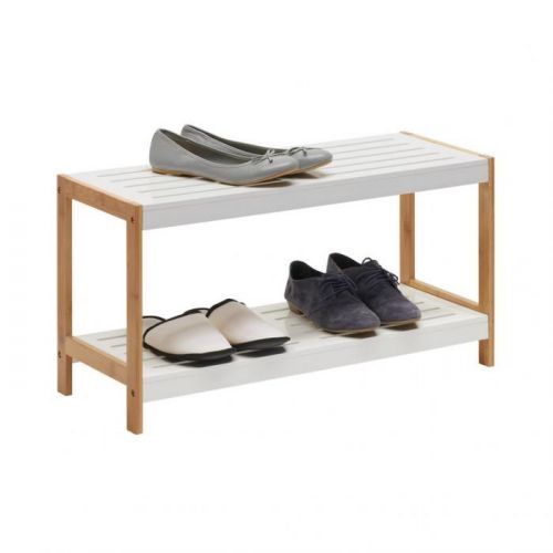 Regál Na Boty Hnědá Bílá Bambus Xora