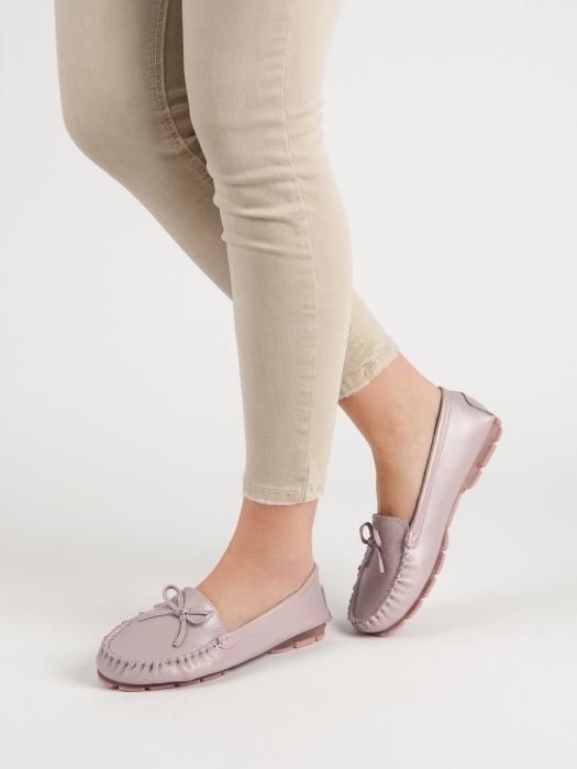 Trendy  mokasíny růžové dámské bez podpatku