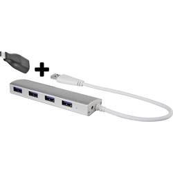 USB 3.0 hub Renkforce 4 porty, s hliníkovým krytem, 35 mm, hliník