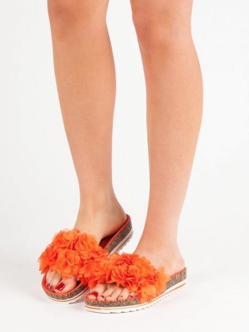 Originální oranžové  nazouváky dámské bez podpatku