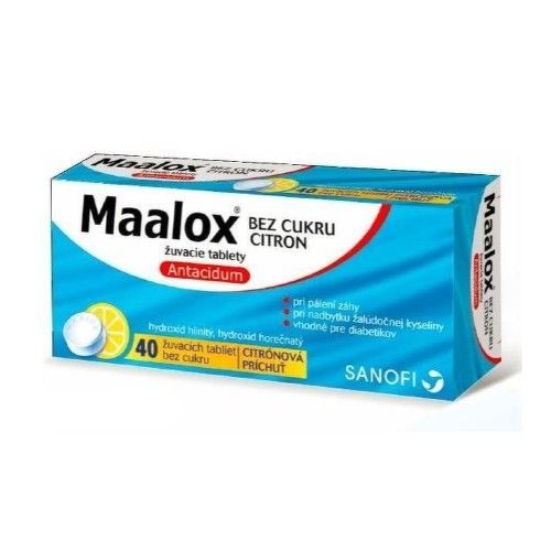 MAALOX BEZ CUKRU CITRON  40 Žvýkací tablety