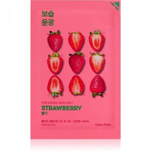 Holika Holika Pure Essence Mask Sheet Strawberry rozjasňující plátýnková maska pro jednotný tón pleti