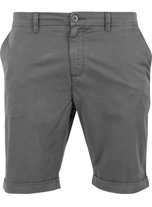 kraťasy pánské URBAN CLASSICS - Stretch Turnup Chino - TB1264-darkgrey