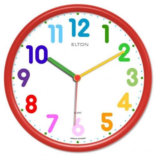 Dětské hodiny nástěnné s barevnými číslicemi MOVEMENT sv. modrá  dětské hodiny červená