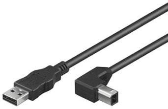 PREMIUMCORD Kabel USB 2.0, A-B, 1m se zahnutým USB-B konektorem 90° (ku2ab1-90)
