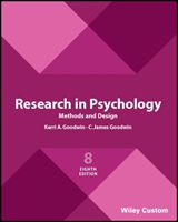 Research in Psychology Methods and Design 8e (Goodwin C. James)(Paperback / softback)