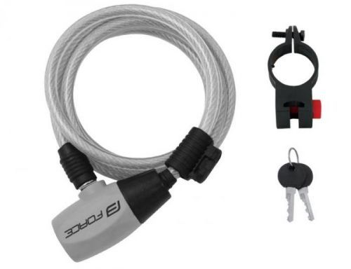 Force Zámek F RON spirálový s držákem 185cm/8mm, čirý