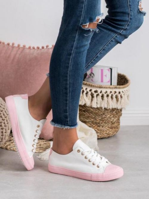 Stylové dámské bílé  tenisky bez podpatku