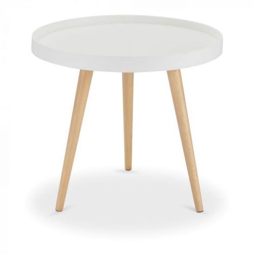 Bílý konferenční stolek s nohami z bukového dřeva Furnhouse Opus, Ø 50 cm