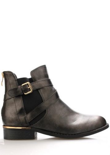 Černé lesklé boty se zlatým podpatkem Claudia Ghizzani - 37