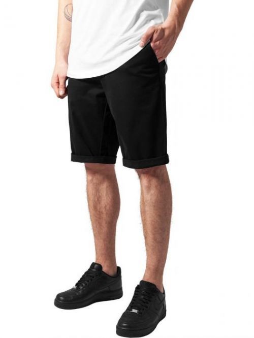 kraťasy pánské URBAN CLASSICS - Stretch Turnup Chino - TB1264-black