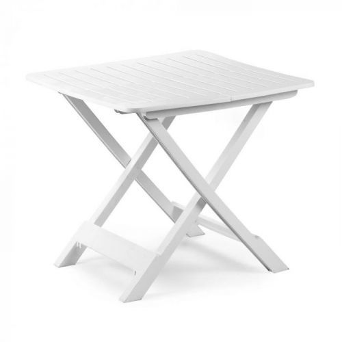Zahradní rozkládací stolek VETURA — plast, bílá