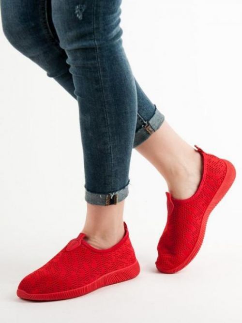 Stylové červené dámské  tenisky bez podpatku