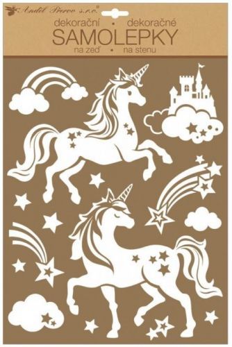 Anděl Samolepka na zeď - Bílí jednorožci - 24 x 47,5 cm 10467