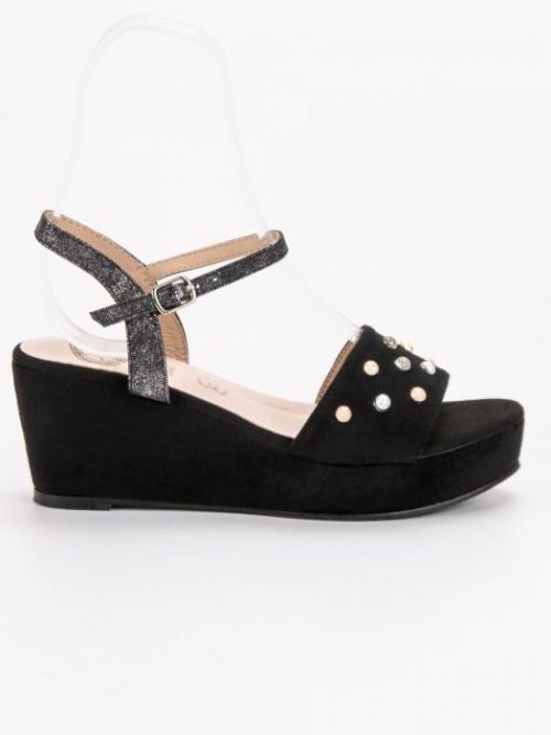 Krásné dámské  sandály černé na klínku