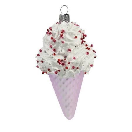 Skleněná vánoční ozdoba zmrzlina vanilková
