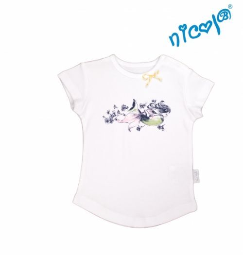Nicol Kojenecké bavlněné tričko Nicol, Mořská víla - krátký rukáv, bílé 56 (1-2m)