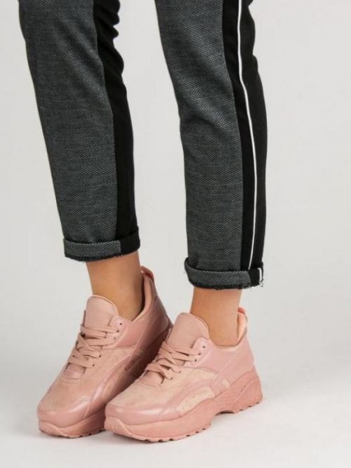 Stylové růžové dámské  tenisky bez podpatku