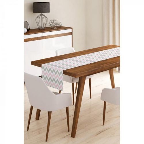Běhoun na stůl z mikrovlákna Minimalist Cushion Covers Pinky Grey Stripes, 45 x 145 cm