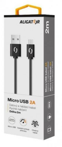 ALIGATOR Datový kabel 2A mikro USB 2 m černý (DAKA007)