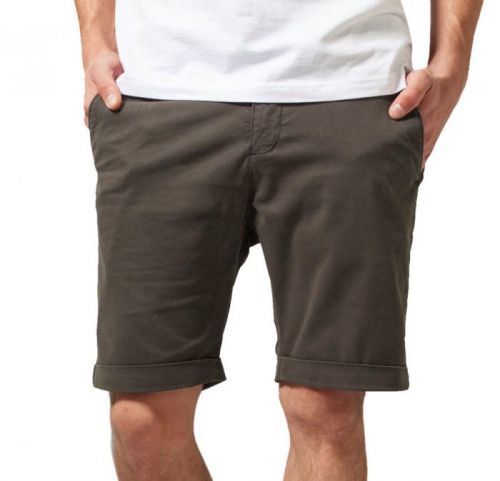 kraťasy pánské URBAN CLASSICS - Stretch Turnup Chino - TB1264-darkolive