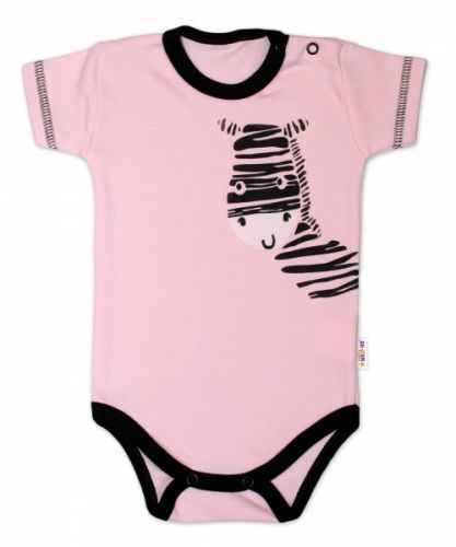 Baby Nellys Body krátký rukáv Baby Nellys, Zebra - růžové 50