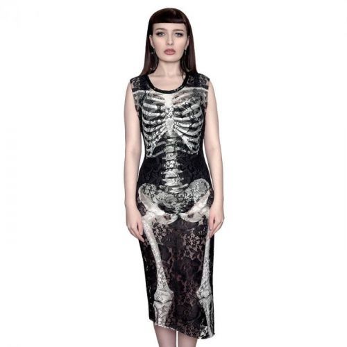 šaty dámské KILLSTAR - Skeletor Lace Maxi - Black L