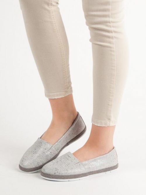 Exkluzívní dámské šedo-stříbrné  tenisky bez podpatku