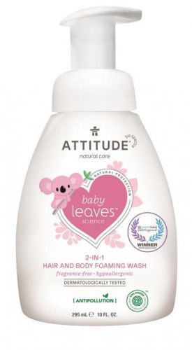 Dětská mycí pěna (2 v 1) ATTITUDE Baby leaves bez vůně 295 ml