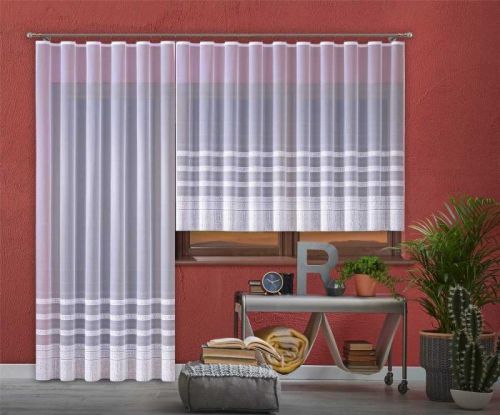 Forbyt,Hotová záclona nebo balkonový komplet, Karolína, bílá 300 x 150 cm