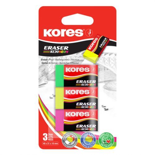 Kores Pryž KE30 NEON barevný mix 40 x21 x 10 mm 3 ks