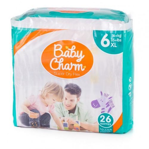 Plenky Baby Charm Super Dry Flex vel. 6 XL, 13-18 kg, 26 ks