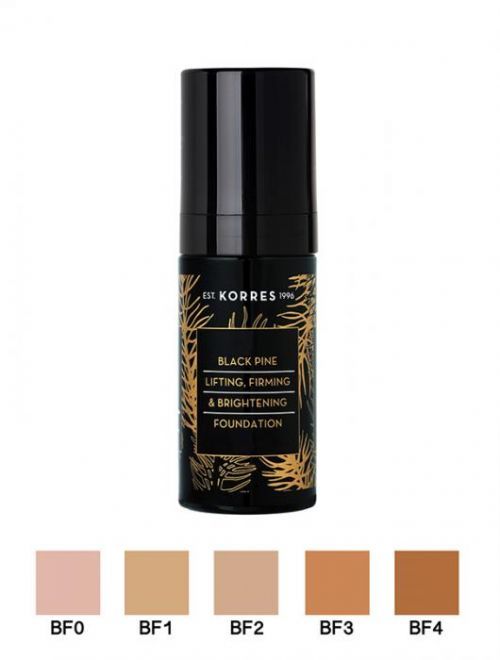 KORRES Black Pine zpevňující a rozjasňující make-up s černou borovicí s liftingovým účinkem, odstín BF0, 30 ml