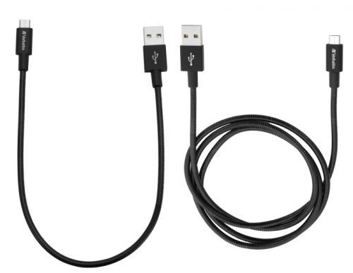 Kabel Verbatim USB/micro USB, 1m + 0,3m černý