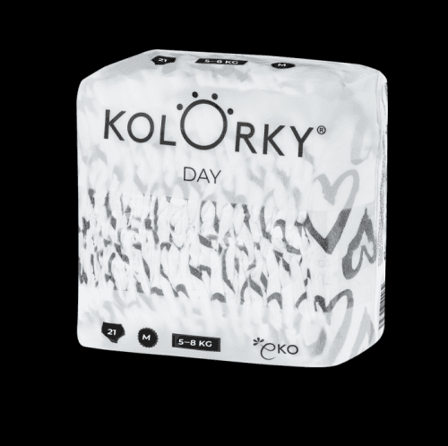 KOLORKY DAY - srdce - M (5-8 kg) - 168 ks MĚSÍČNÍ ZÁSOBA - jednorázové eko plenky