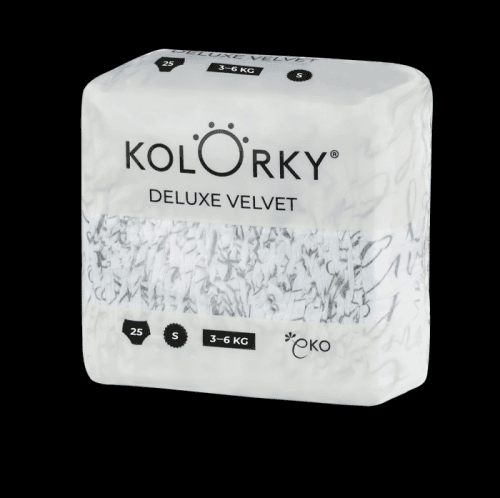 KOLORKY DELUXE VELVET - S (3-6 kg) - 200KS MĚSÍČNÍ ZÁSOBA - jednorázové eko plenky se sametovým pov