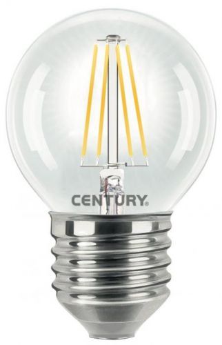 CENTURY LED FILAMENT MINI GLOBE ČIRÁ 6W E27 4000K 806Lm 360d 45x72mm IP20 Teplá bílá Čirá