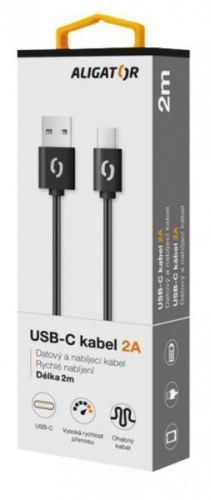 Kabel Aligator USB-C na USB, 2A, 2m, černá