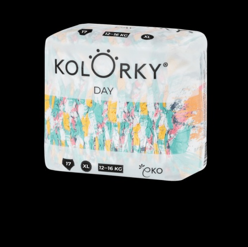 KOLORKY DAY - štětce - XL (12-16 kg) - 136 ks MĚSÍČNÍ ZÁSOBA - jednorázové eko plenky