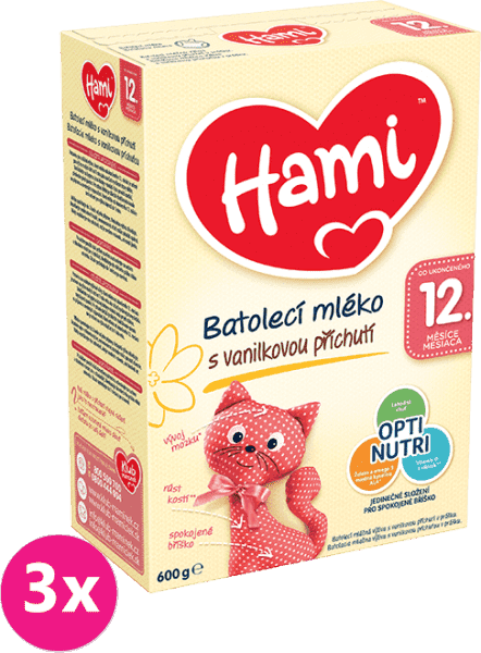 3x HAMI 12+ s příchutí vanilky (600 g) – kojenecké mléko