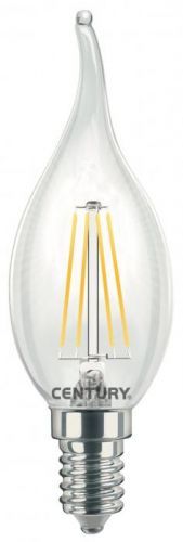 CENTURY LED FILAMENT SVÍČKA PLAMEN ČIRÁ 4W E14 4000K 470Lm 360d 35x118mm IP20 Teplá bílá Čirá